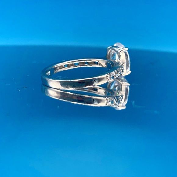 Pave Sterling Silver and Cubic Zirconia Engagement Ring - Picture 9 of 15